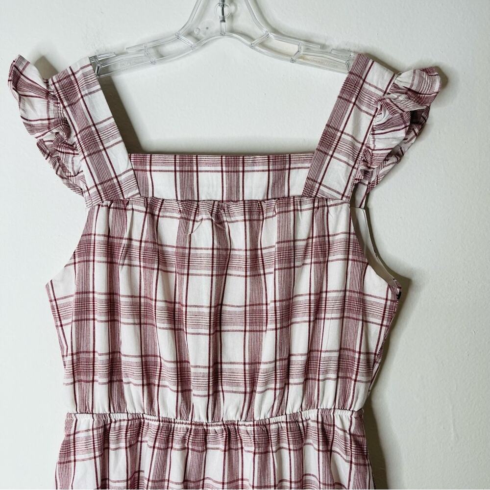 NEW Listicle red white plaid ruffle cottagecore sundress midi dress medium - Picture 2 of 7